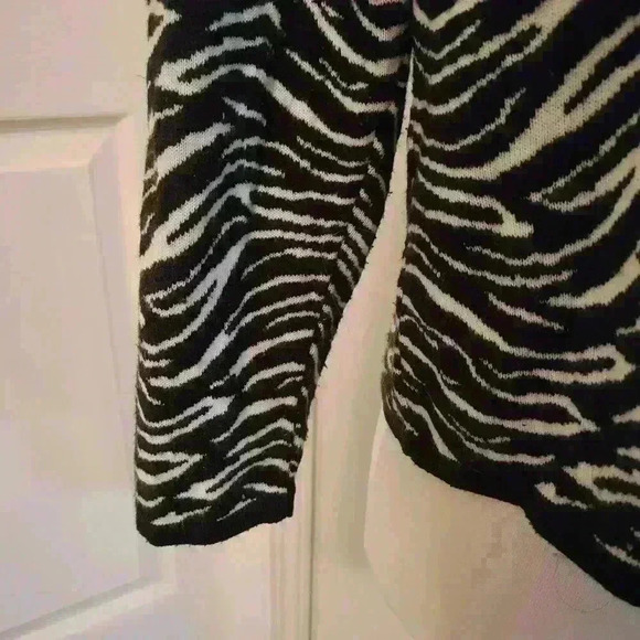 Vintage Nu Vogue Zebra Print Knit Cardigan Sweater Zip Front XXL Made In Canada - Picture 4 of 7